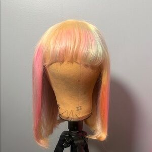 Human custom dyed bang wig
